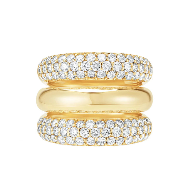 Carbon & Hyde Triple Row Mega Gemini Ring - Rings - Broken English Jewelry front view