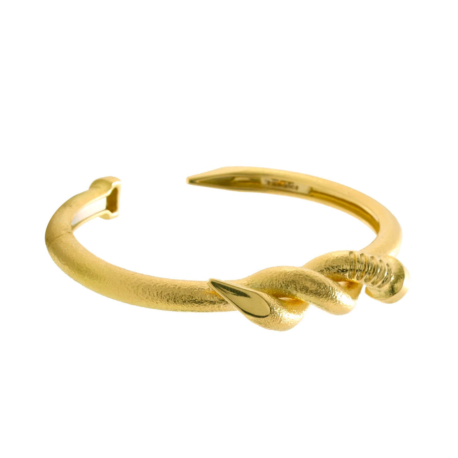 David Webb Hammered Twisted Nail Cuff, front angled view
