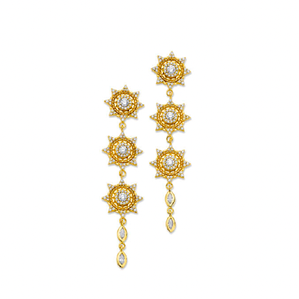 Triple Sun Diamond Drop Earrings