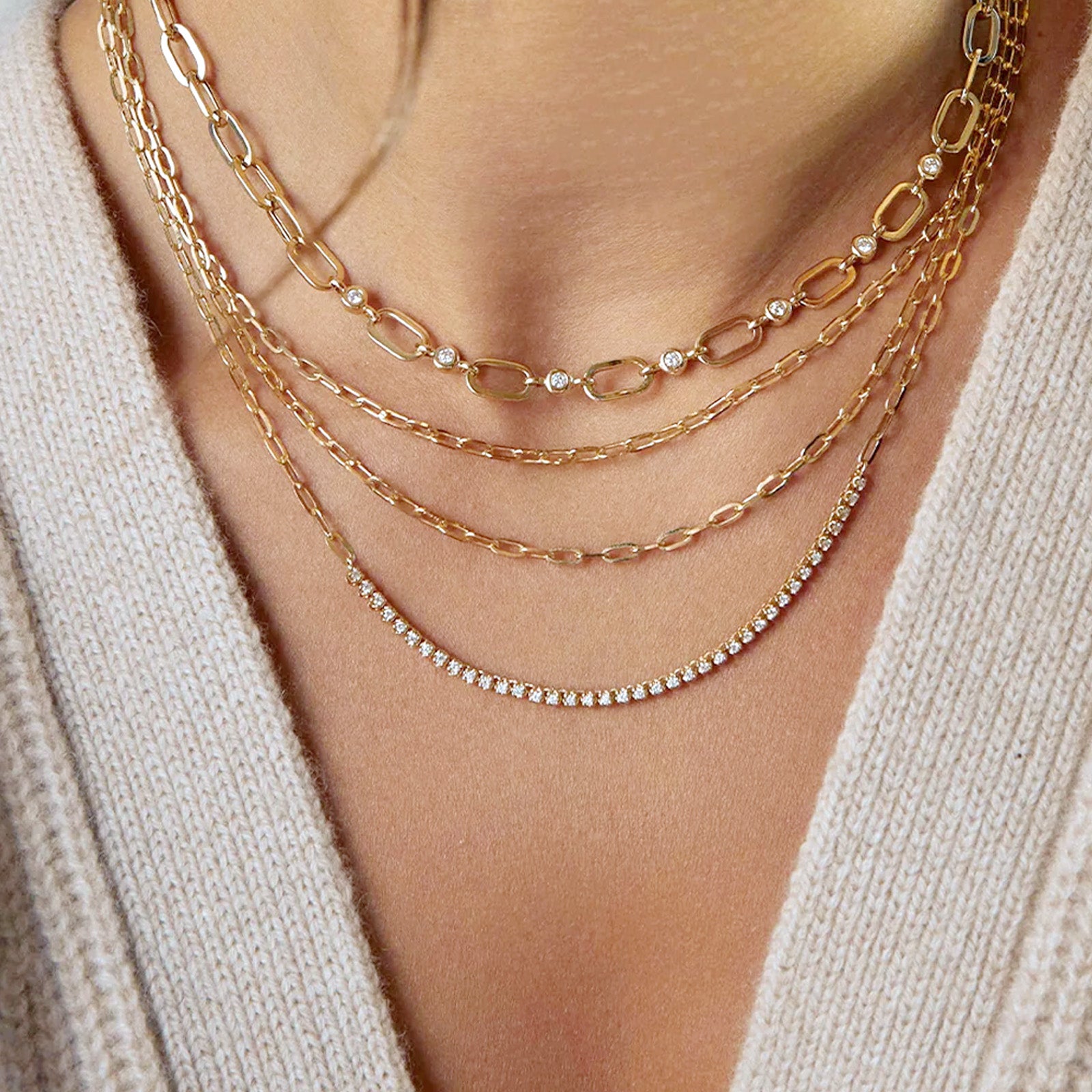 EF Collection Segment Mini Link Necklace - Necklaces - Broken English Jewelry model view