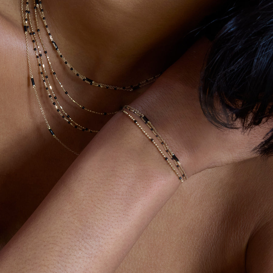 Trouver Onyx Tiny Dot Chain Bracelet - Bracelets - Broken English Jewelry on model