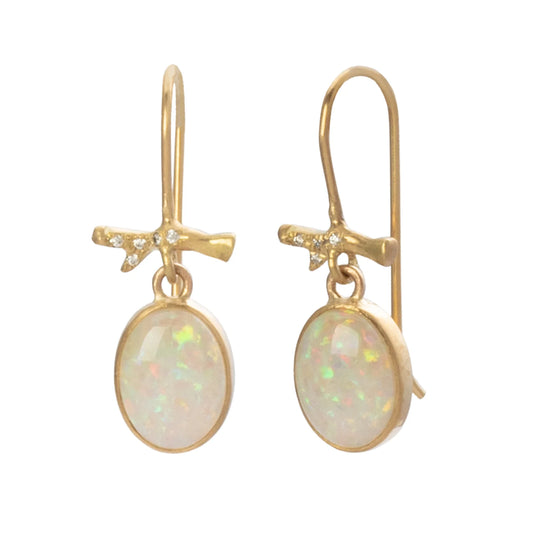 Australian White Opal Drop Earrings - Main Img