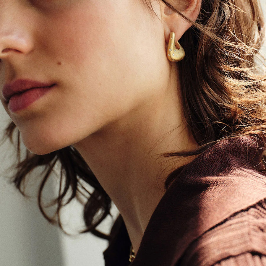 Kloto Ora Earrings - Earrings - Broken English Jewelry, on model