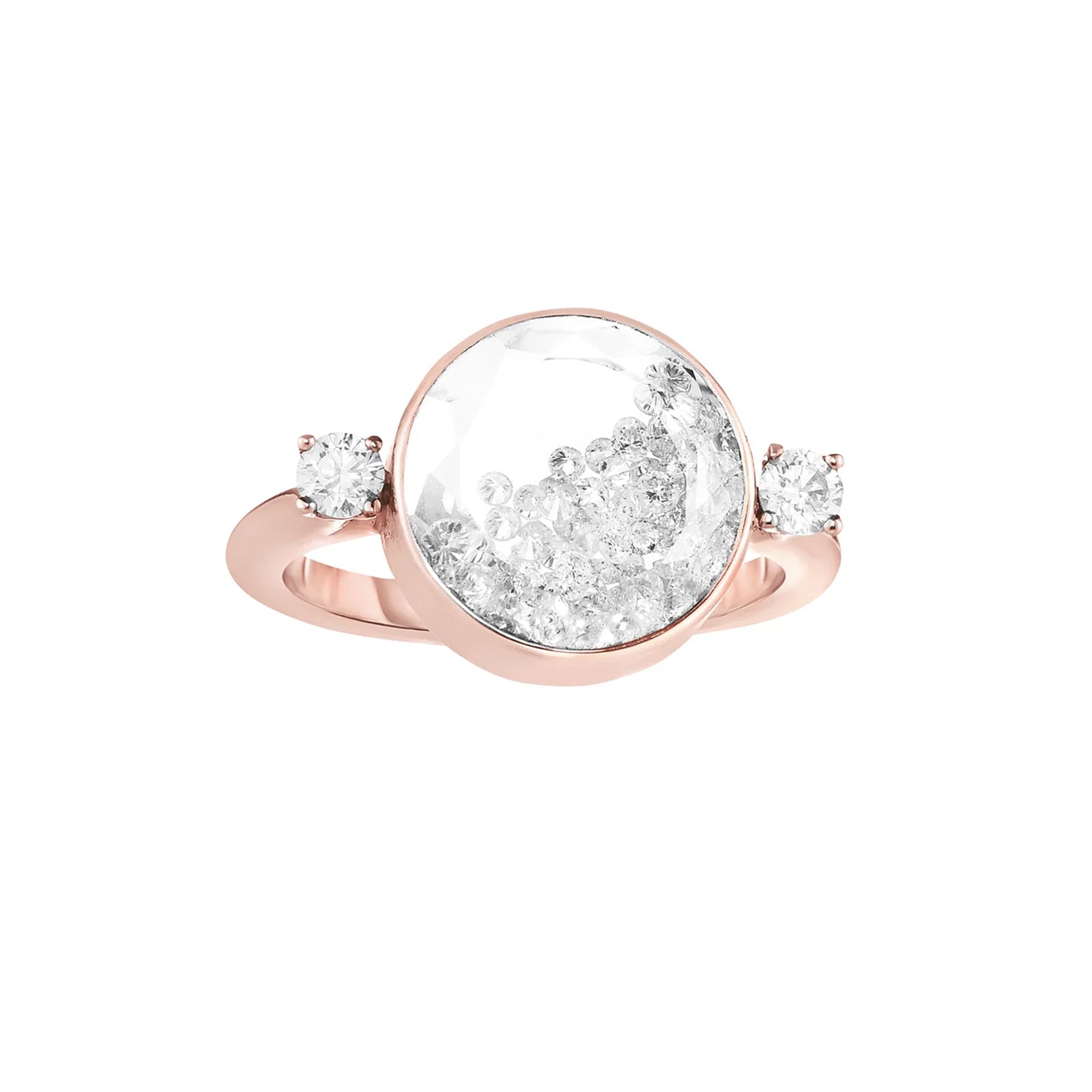 Moritz Glik Petite Triple Stone Diamond Ring, front view