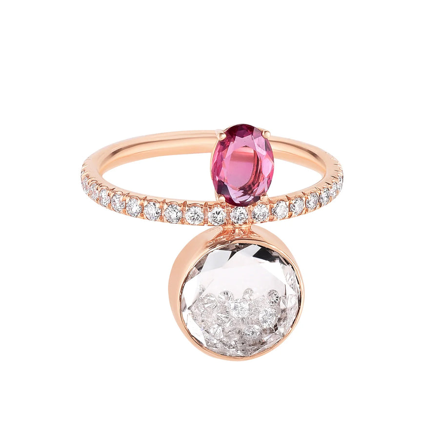 Moritz Glik Eternity Pink Sapphire Shaker Ring, front view