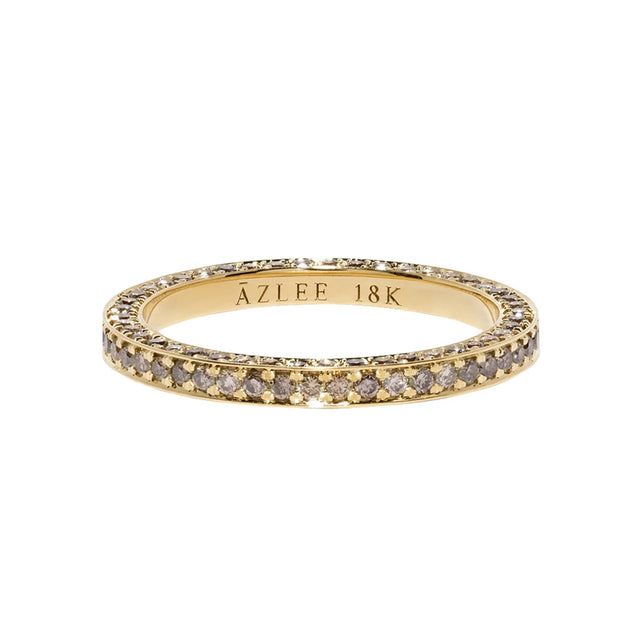 Azlee All Over Band Ring - Champagne Diamond - Rings - Broken English Jewelry front view