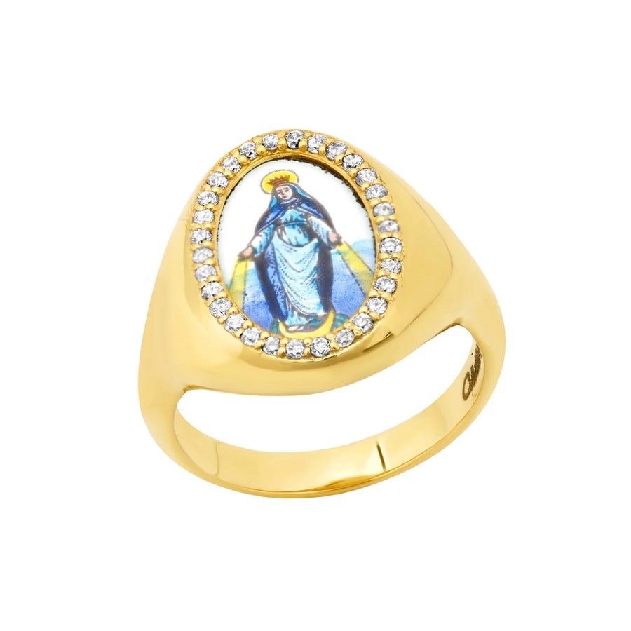 Colette Mother of Earth Signet Ring - Rings - Broken English Jewelry front angled view