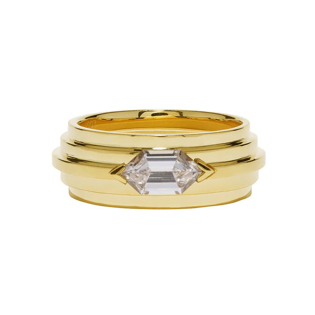 Azlee Empress Staircase Ring - Diamond - Rings - Broken English Jewelry front view front view