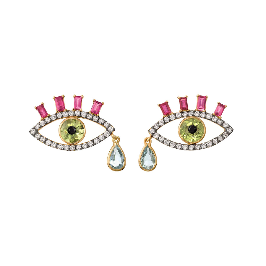Sauer Eye Mixed Stone Earrings, front view