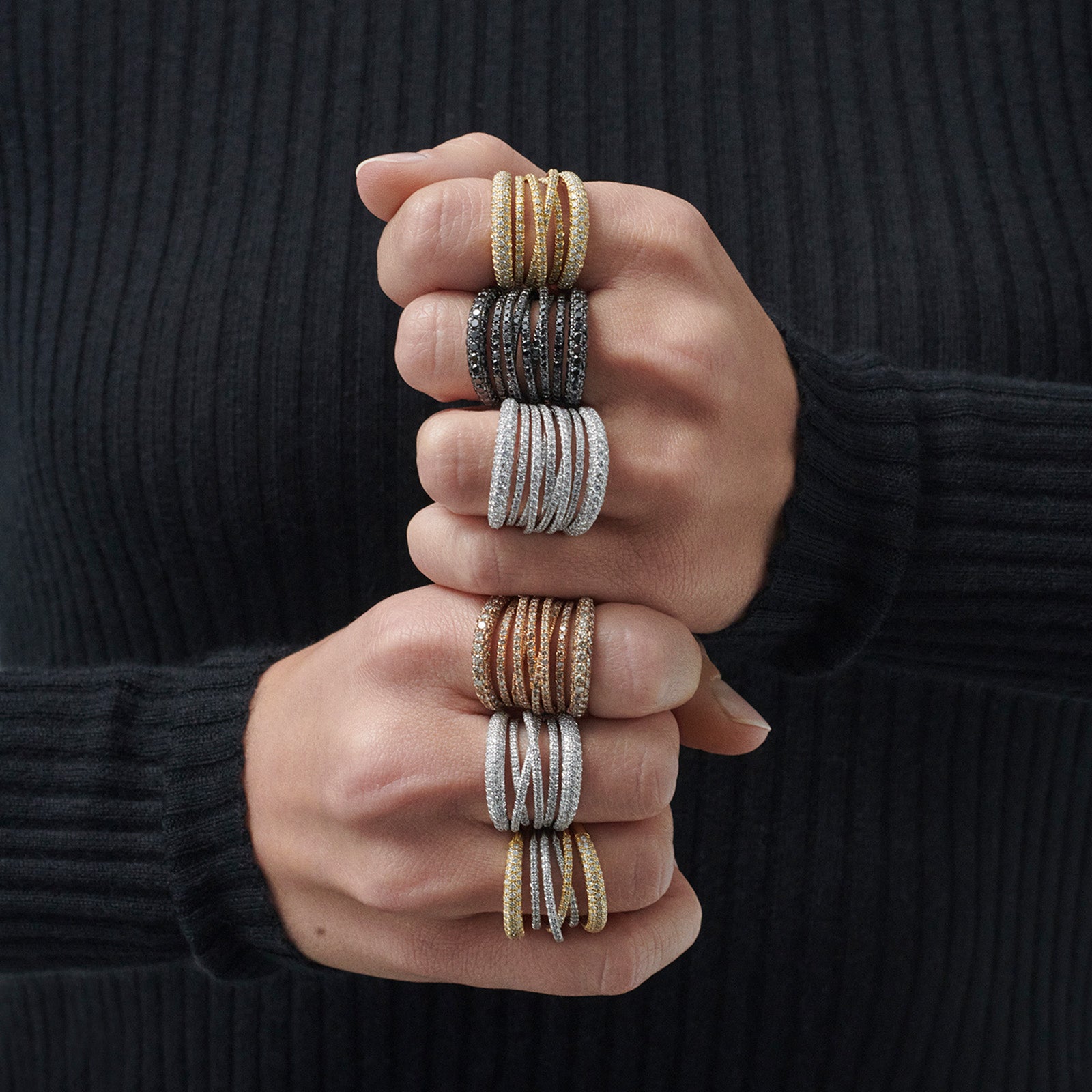 Sidney Garber Scribble Brown Diamond Ring - Rose Gold - Broken English Jewelry on model