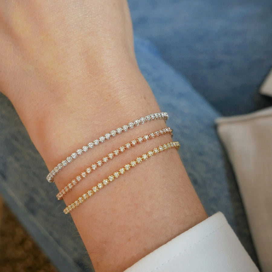 EF Collection Segment Mini Link Bracelet - White Gold - Bracelets - Broken English Jewelry on model