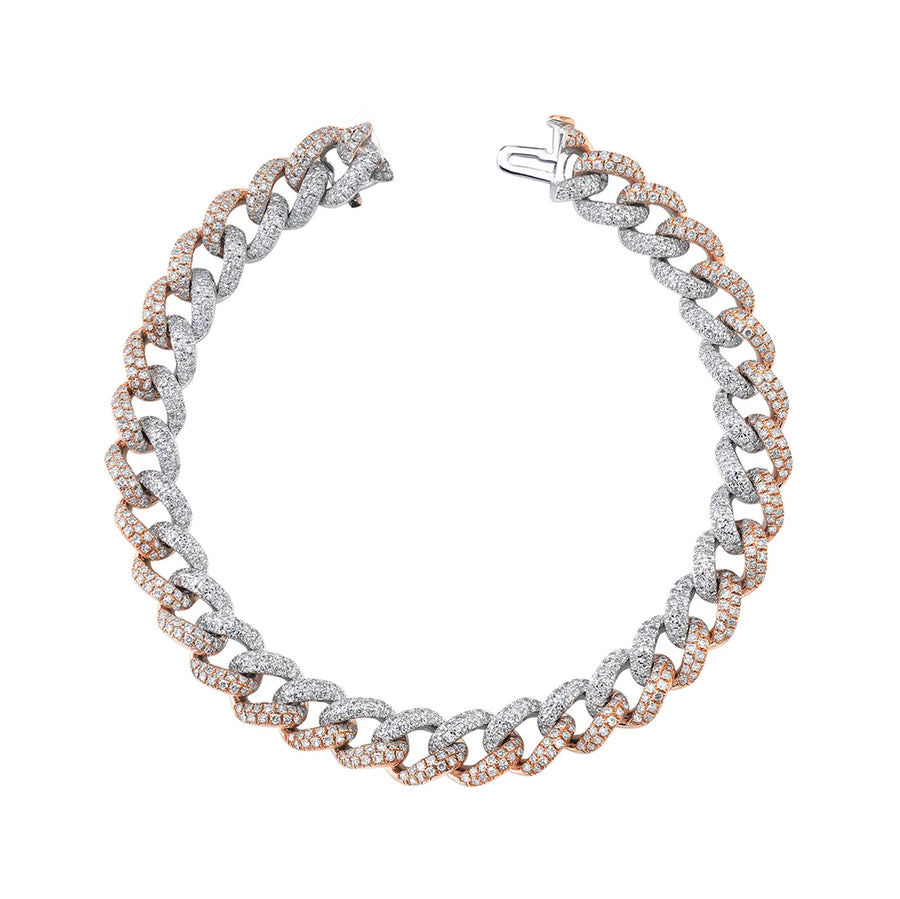 SHAY 2-Tone Pave Diamond Link Bracelet - Bracelets - Broken English Jewelry top view
