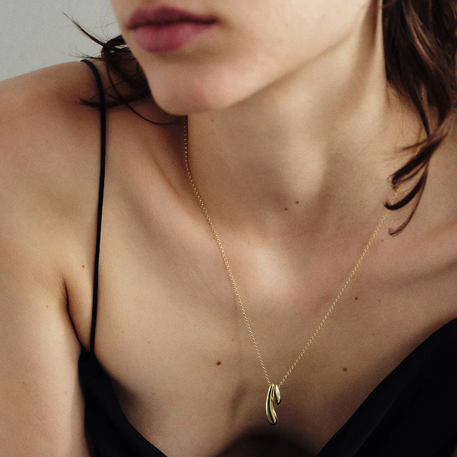 Snuggle Necklace - Yellow Gold - Necklaces - Broken English Jewelry on model