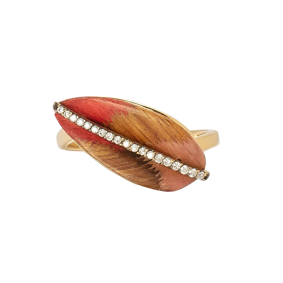 Silvia Furmanovich Marquetry Pink Feather Ring - Rings - Broken English Jewelry front view