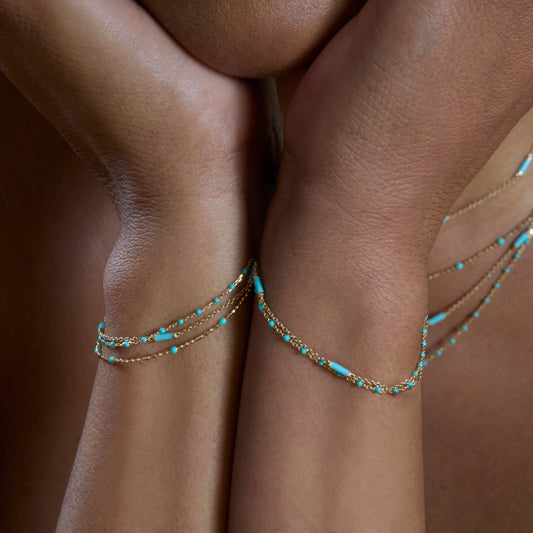 Turquoise Tiny Dot Chain Bracelet