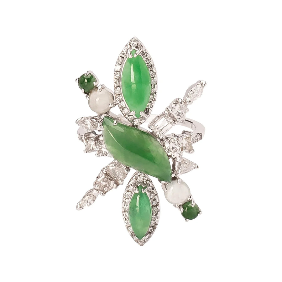 Xiao Wang Galaxy Statement Ring - Burma Jadeite & Diamond - Earrings - Broken English Jewelry