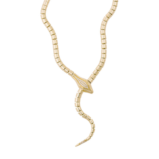 Wrap Around Head and Tail Snake Lariat Necklace - Main Img