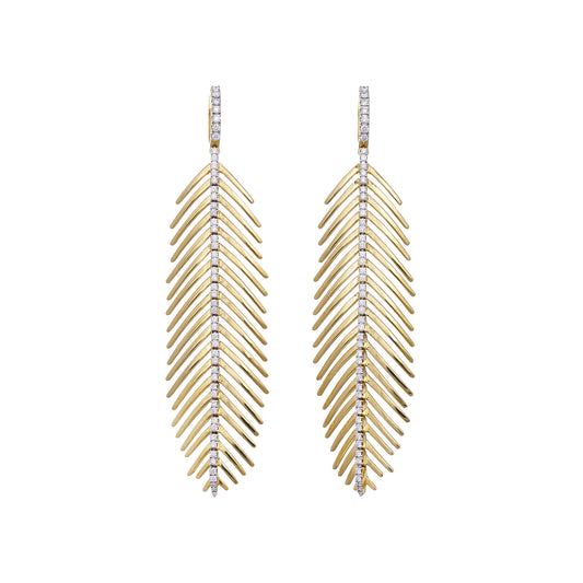 Feathers That Move Earrings - Yellow Gold - Main Img