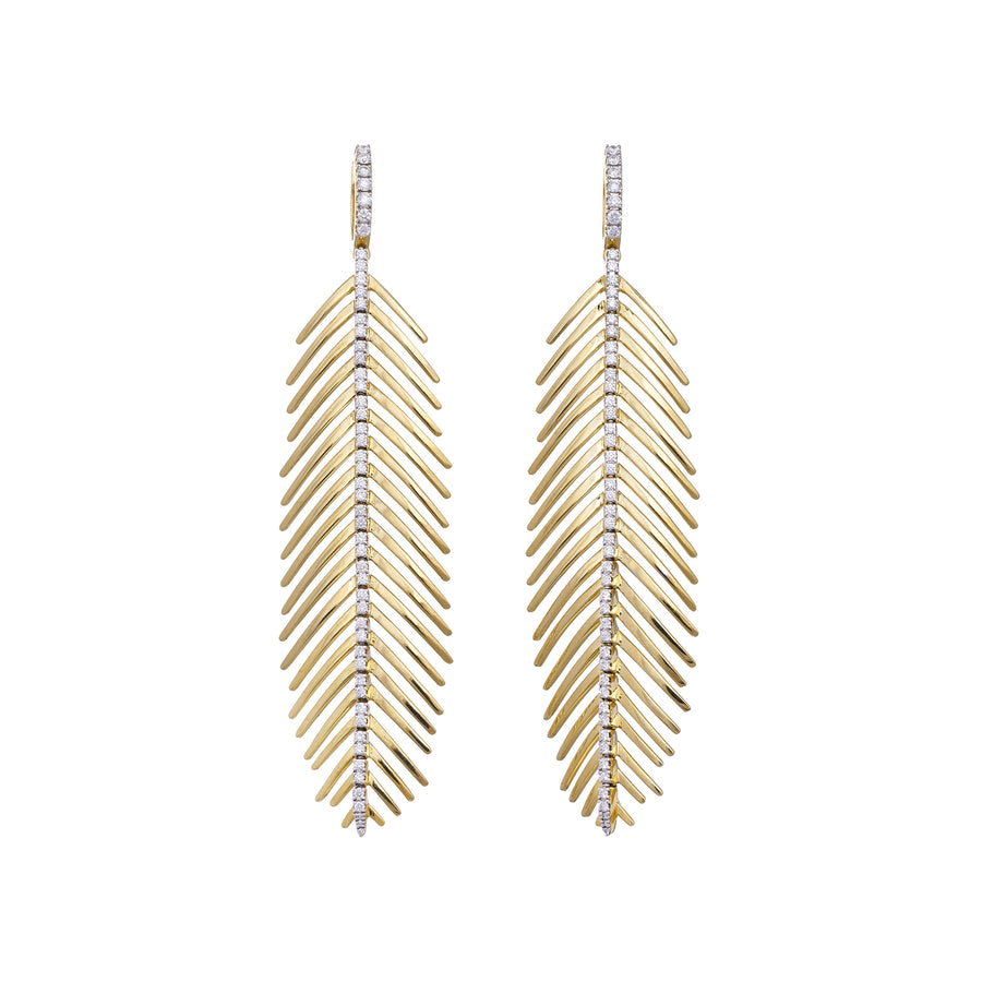 Feathers That Move Earrings - Yellow Gold