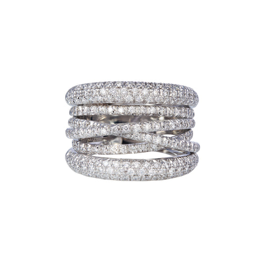 Scribble White Diamond Ring - White Gold - Main Img