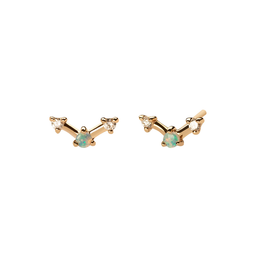 WWAKE Mini Three-Step Point Earring - Opal & Diamond - Broken English Jewelry