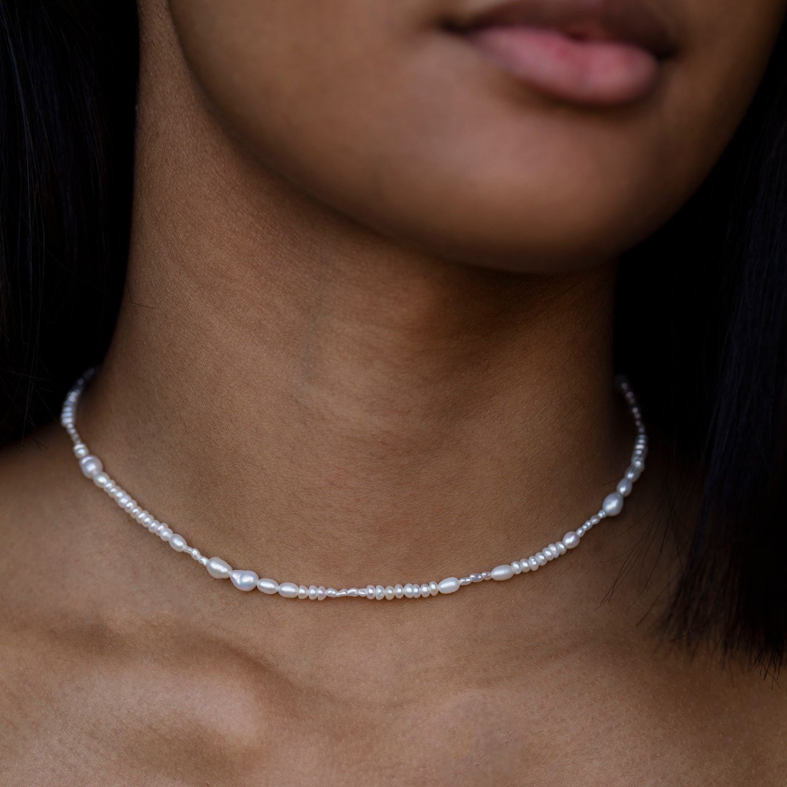 WWAKE Pearl Collage Necklace - 16" - Necklaces - Broken English Jewelry