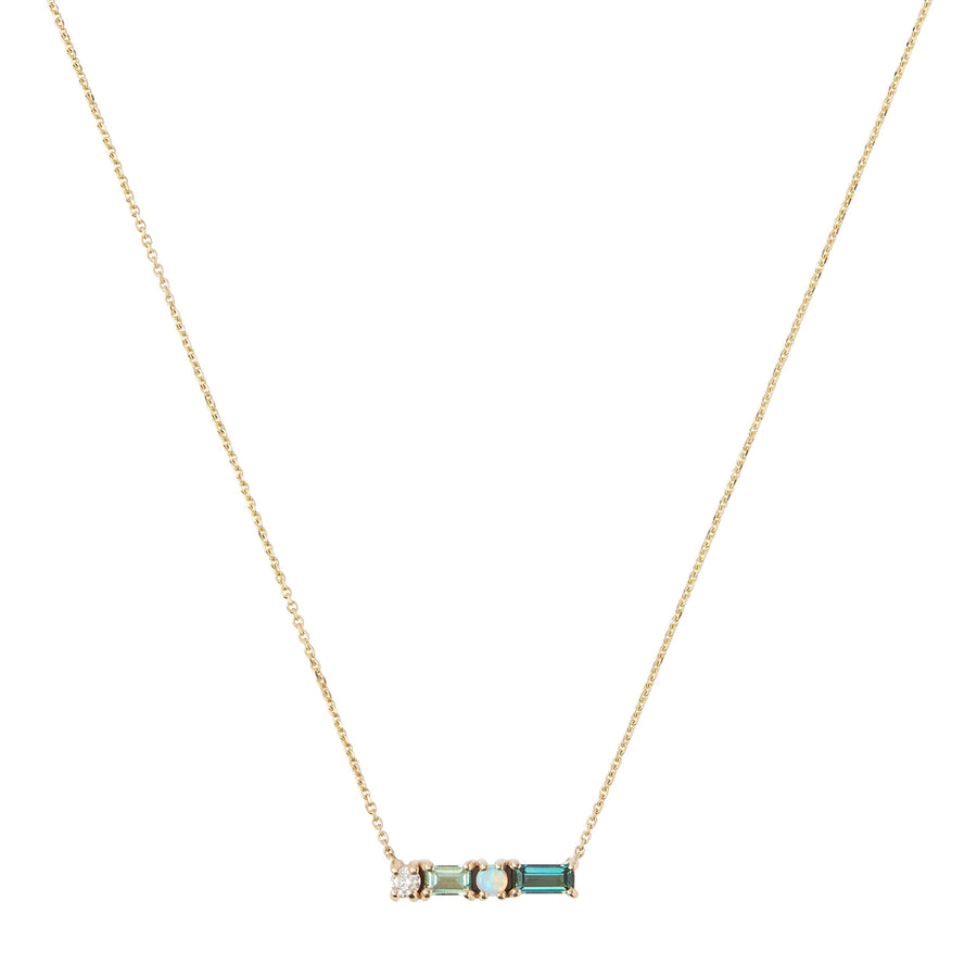 WWAKE Pillar Necklace - Tourmaline, Opal & Diamond - Necklaces - Broken English Jewelry