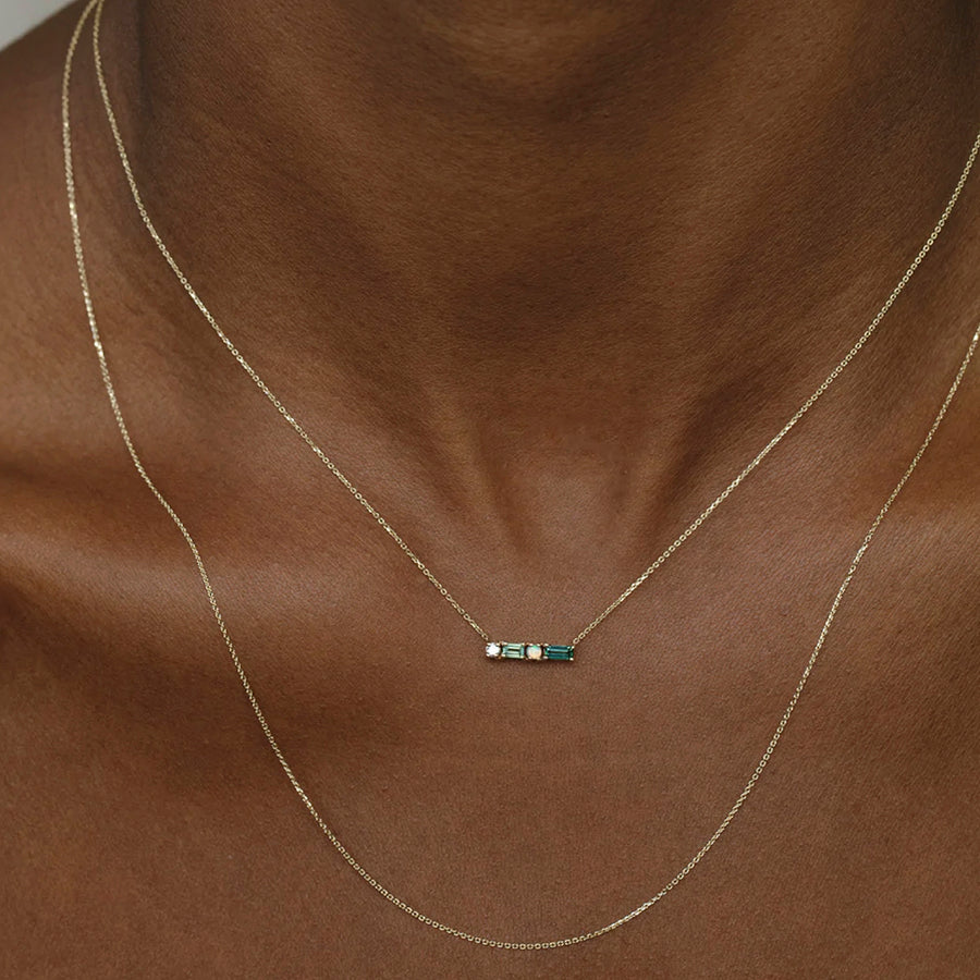 WWAKE Pillar Necklace - Tourmaline, Opal & Diamond - Necklaces - Broken English Jewelry