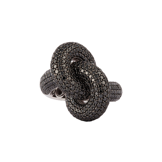 The Big Black Diamond Legacy Knot Ring - White Gold - Main Img