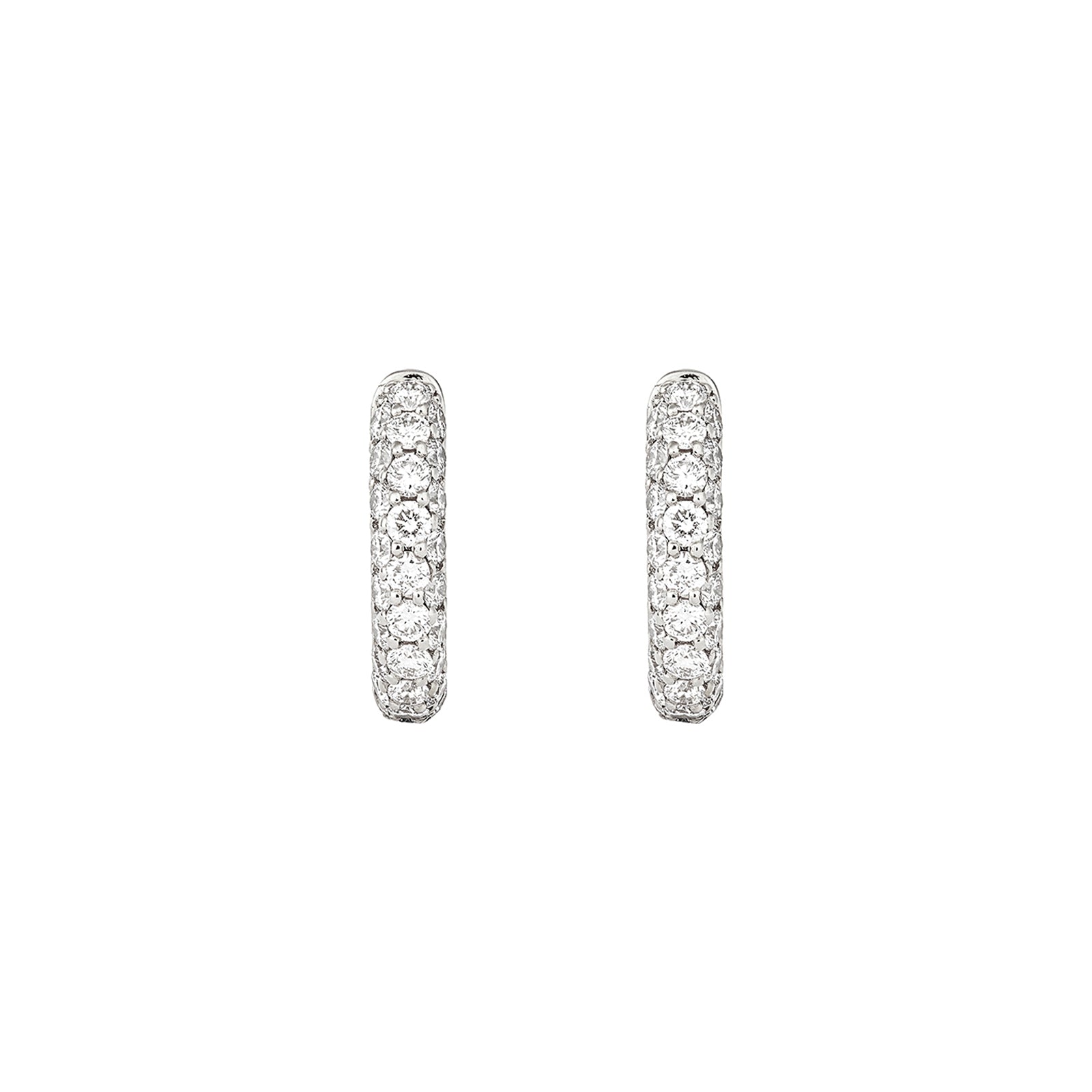 Engelbert Pave Diamond Classic Creoles Huggies - White Gold - Earrings - Broken English Jewelry front view