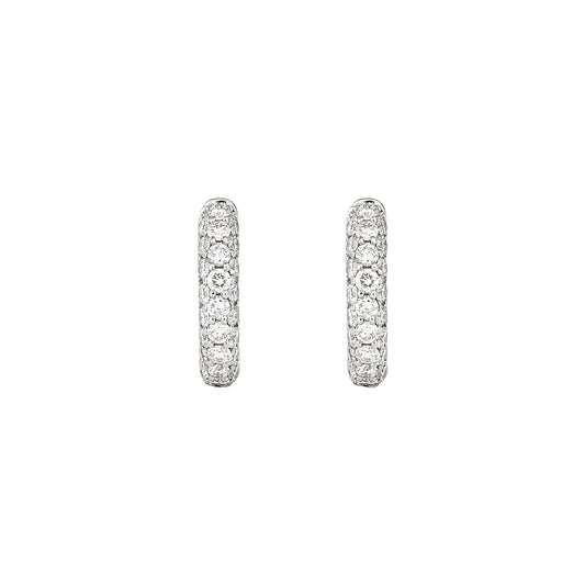 Pave Diamond Classic Creoles Huggies - White Gold