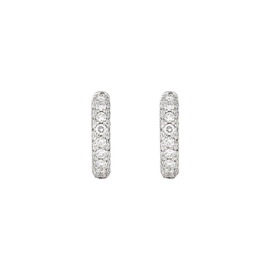 Engelbert Pave Diamond Classic Creoles Huggies - White Gold - Earrings - Broken English Jewelry front view