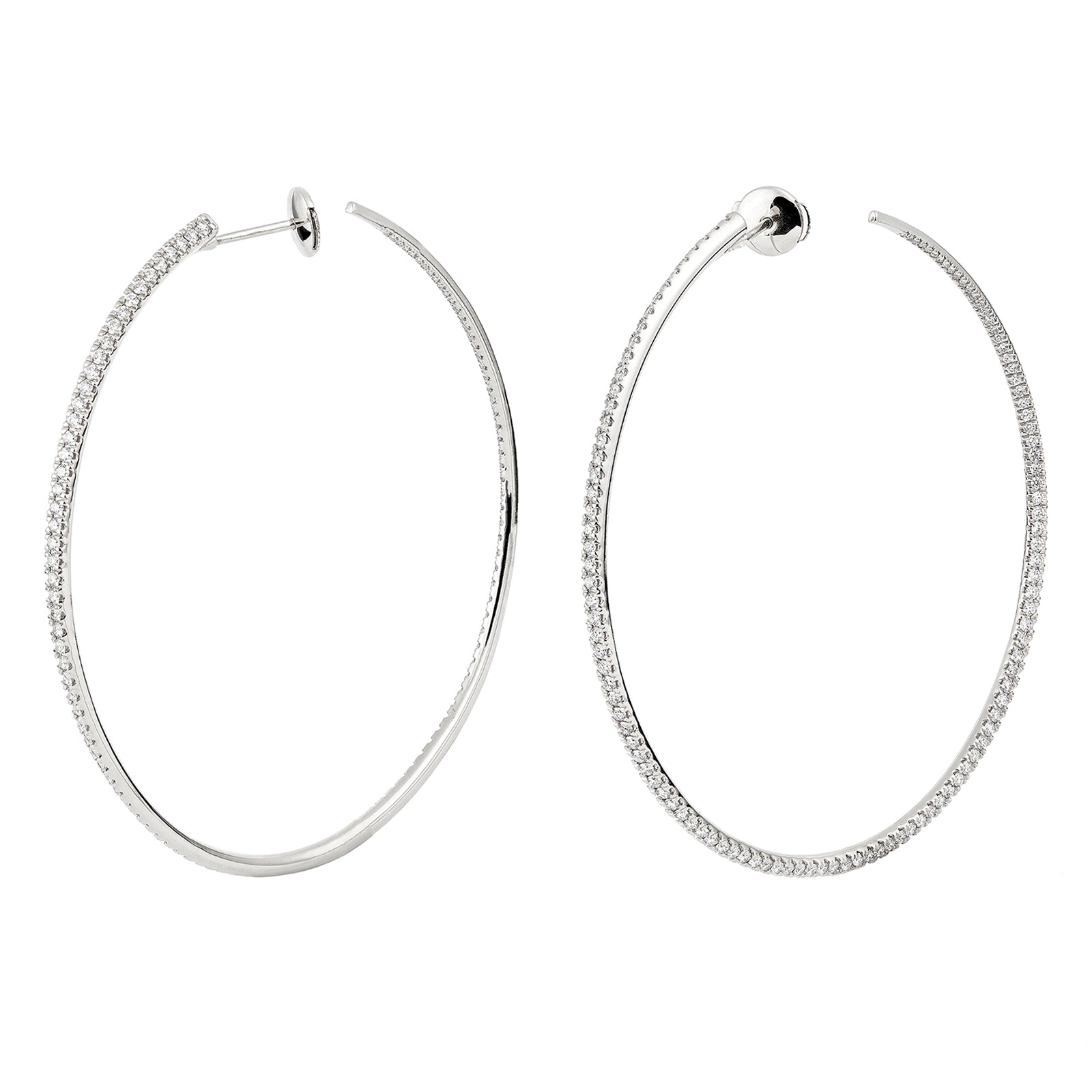 Engelbert 60mm Twisted Creole Diamond Earrings - White Gold Earrings - Broken English Jewelry