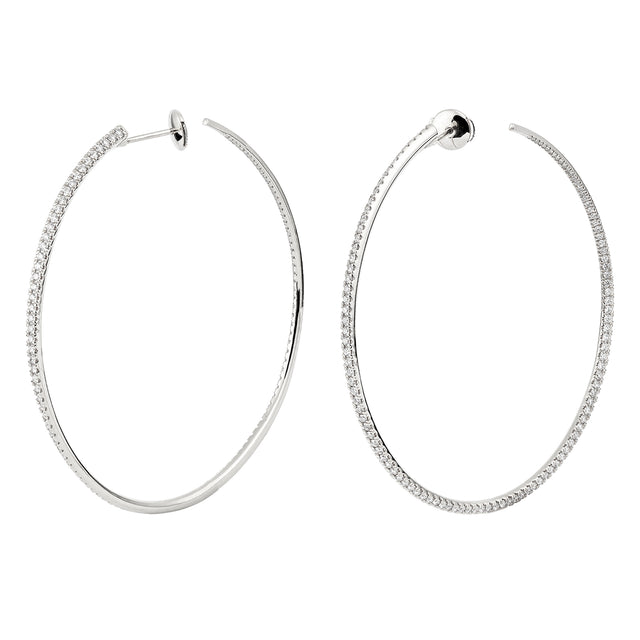 Engelbert 60mm Twisted Creole Diamond Earrings - White Gold Earrings - Broken English Jewelry