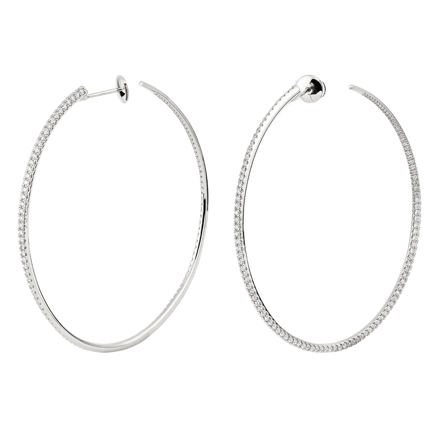Engelbert Twisted Creol Diamond Earrings - 60mm - Earrings - Broken English Jewelry
