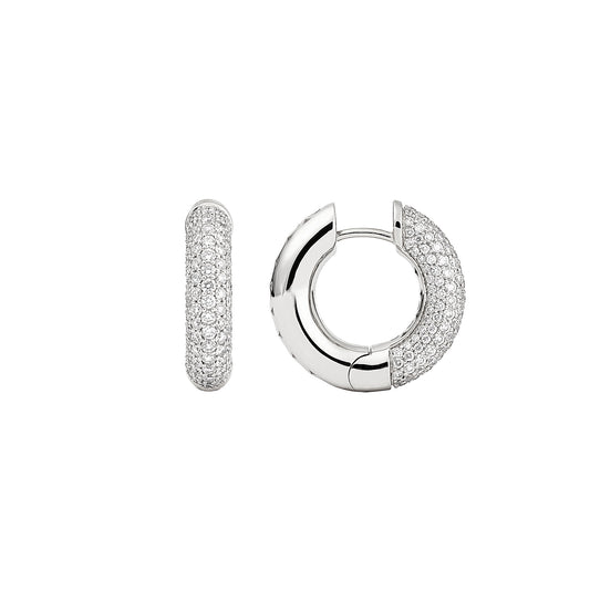 Medium Pave Diamond Absolute Creoles - White Gold