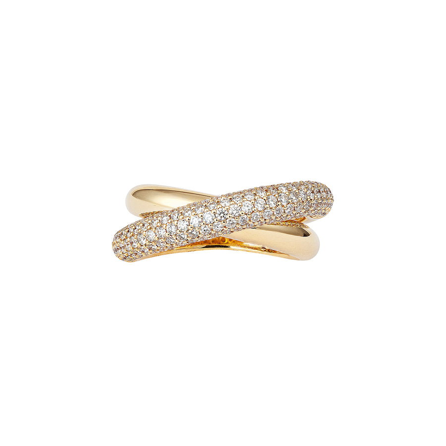 Engelbert Half Pave Diamond Medium Infinity Loop Ring - Yellow Gold - Yellow Gold - Rings - Broken English Jewelry
