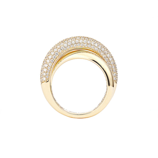 Half Pave Diamond Medium Infinity Loop Ring - Yellow Gold