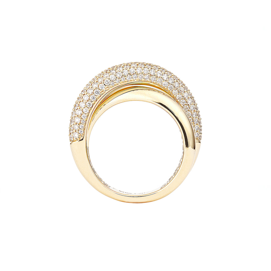 Engelbert Half Pave Diamond Medium Infinity Loop Ring - Yellow Gold - Yellow Gold - Rings - Broken English Jewelry side view