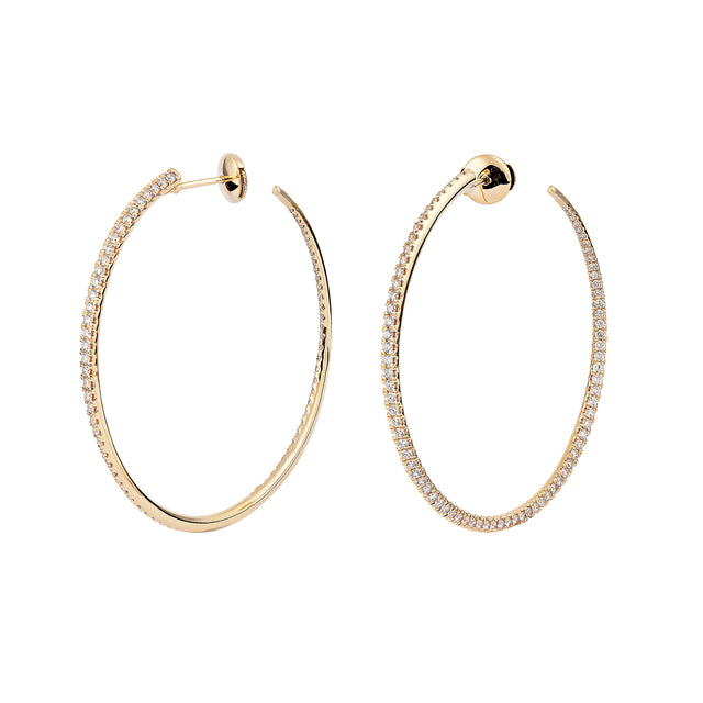 Engelbert 45mm Twisted Creole Diamond Earrings - Yellow Gold - Earrings - Broken English Jewelry