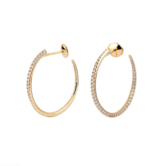 30mm Twisted Creole Diamond Earrings - Yellow Gold - Main Img