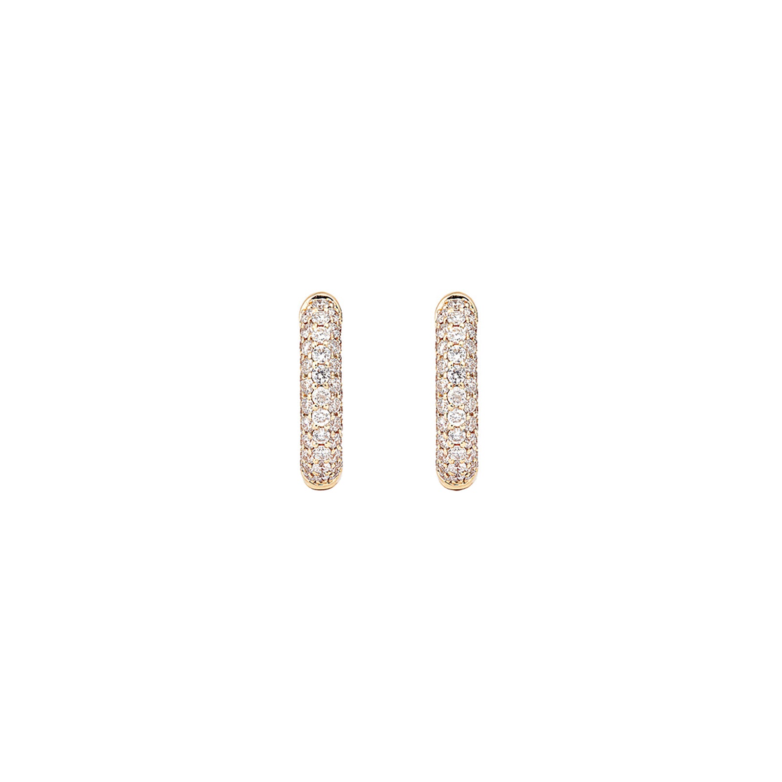 Engelbert Small Pave Diamond Absolute Creoles - Yellow Gold - Earrings - Broken English Jewelry front view