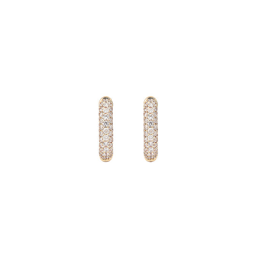 Small Pave Diamond Absolute Creoles - Yellow Gold