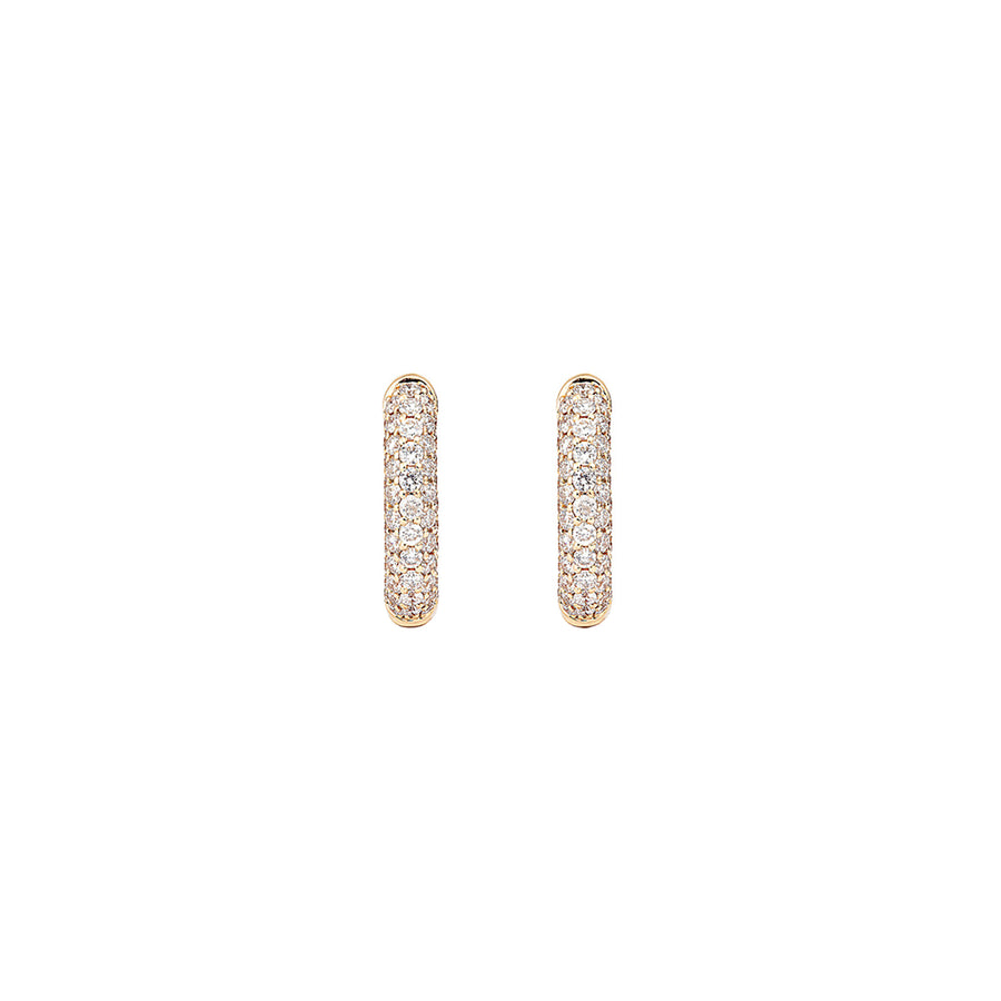 Engelbert Small Pave Diamond Absolute Creoles - Yellow Gold - Earrings - Broken English Jewelry front view