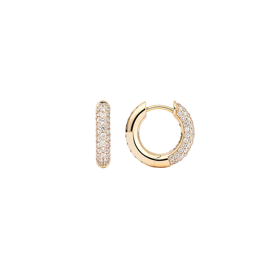 Engelbert Small Pave Diamond Absolute Creoles - Yellow Gold - Earrings - Broken English Jewelry