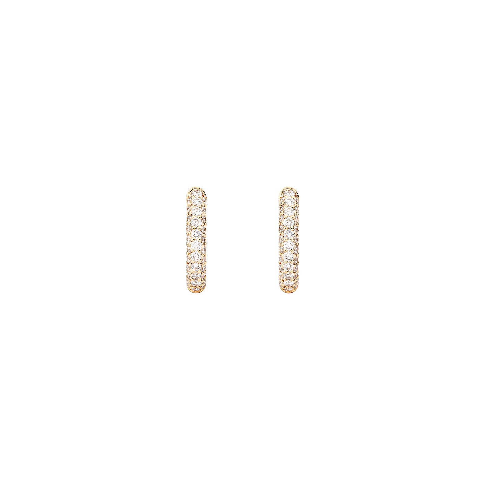 Engelbert Mini Pave Diamond Absolute Creoles - Yellow Gold - Earrings - Broken English Jewelry front view