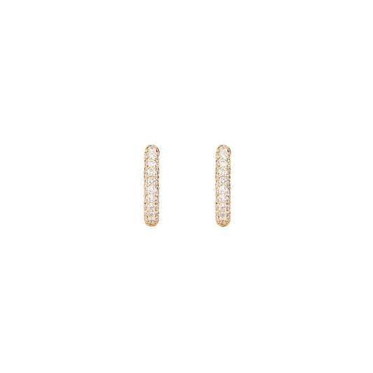 Mini Pave Diamond Absolute Creoles - Yellow Gold