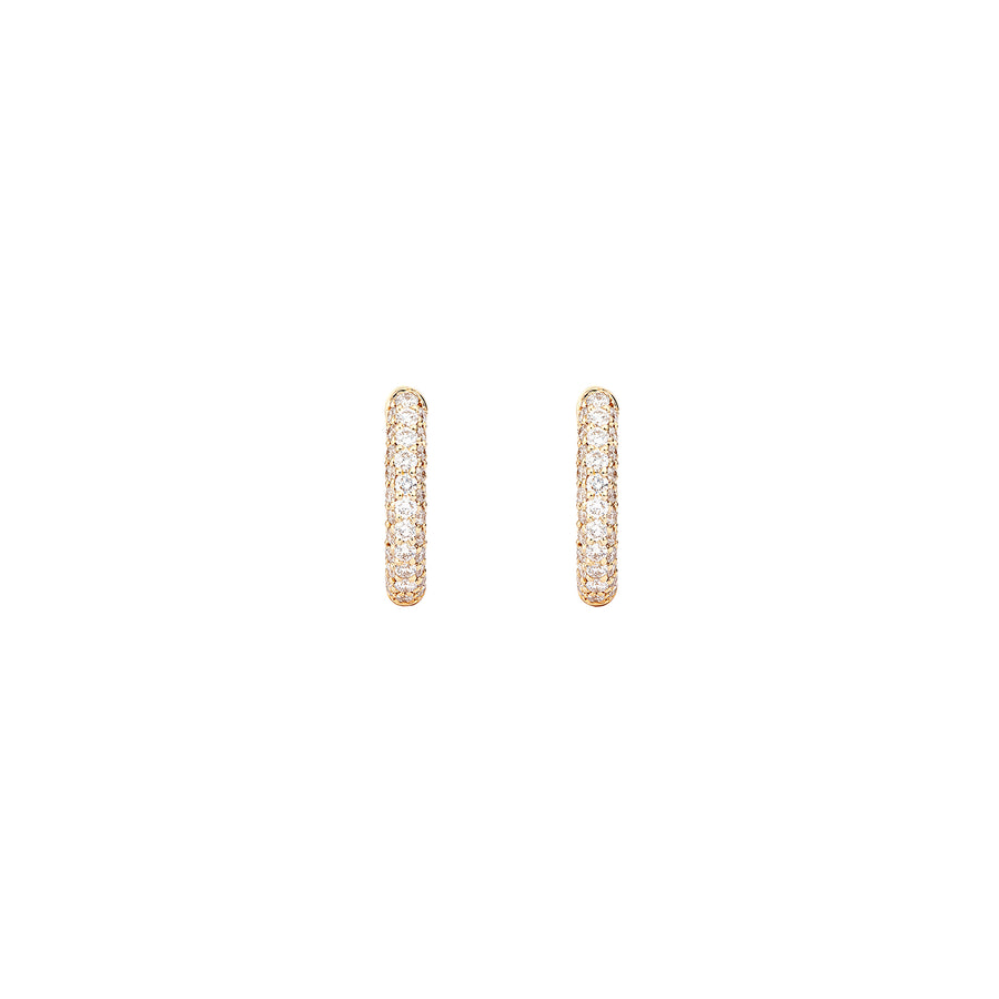 Engelbert Mini Pave Diamond Absolute Creoles - Yellow Gold - Earrings - Broken English Jewelry front view
