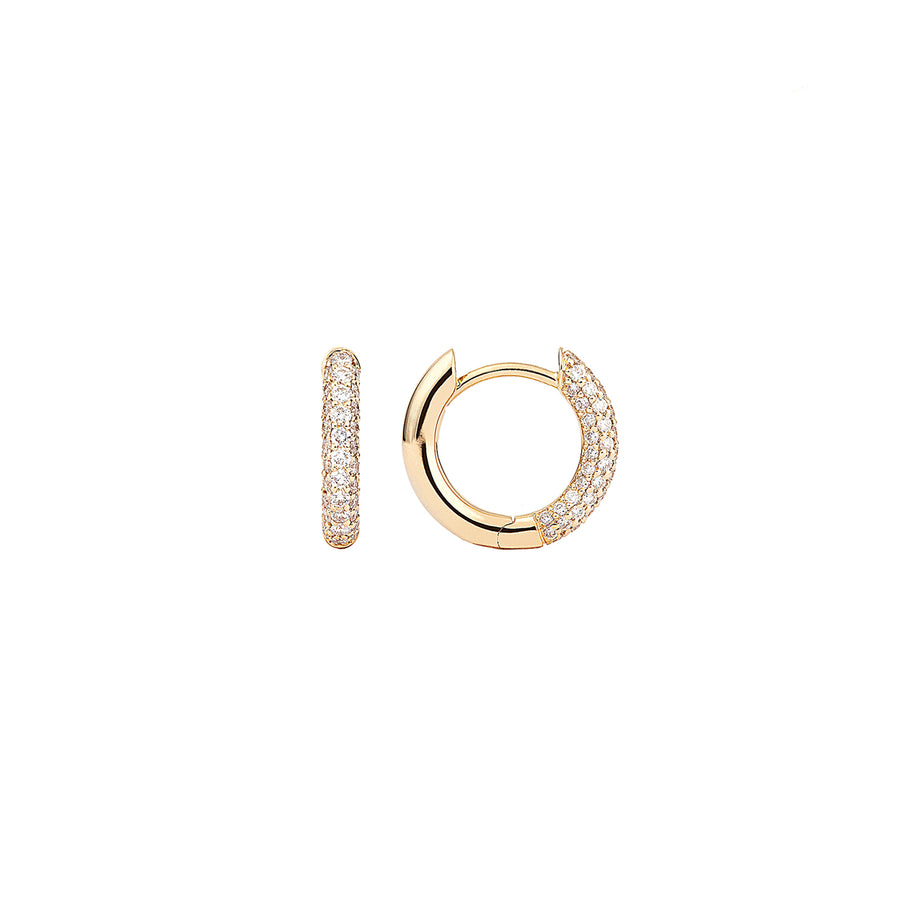Engelbert Mini Pave Diamond Absolute Creoles - Yellow Gold - Earrings - Broken English Jewelry