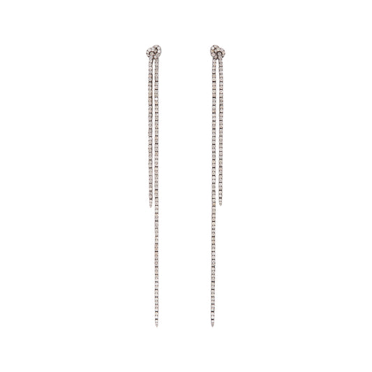 Long Knot Drop Earrings - Grey Diamond - Main Img